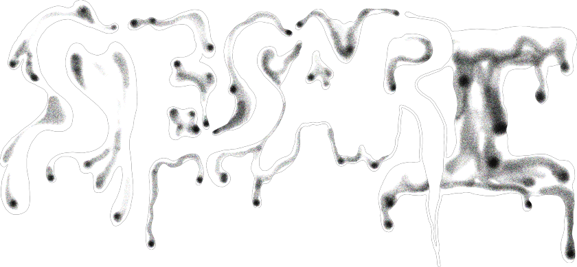 The word Sesari written in dripping white ooze.